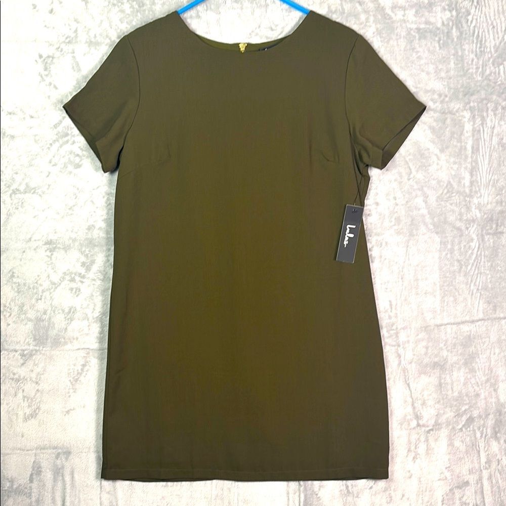 NWT New Lulus Army Green Midi Dress Zippered Back Fully Lined Size Medium